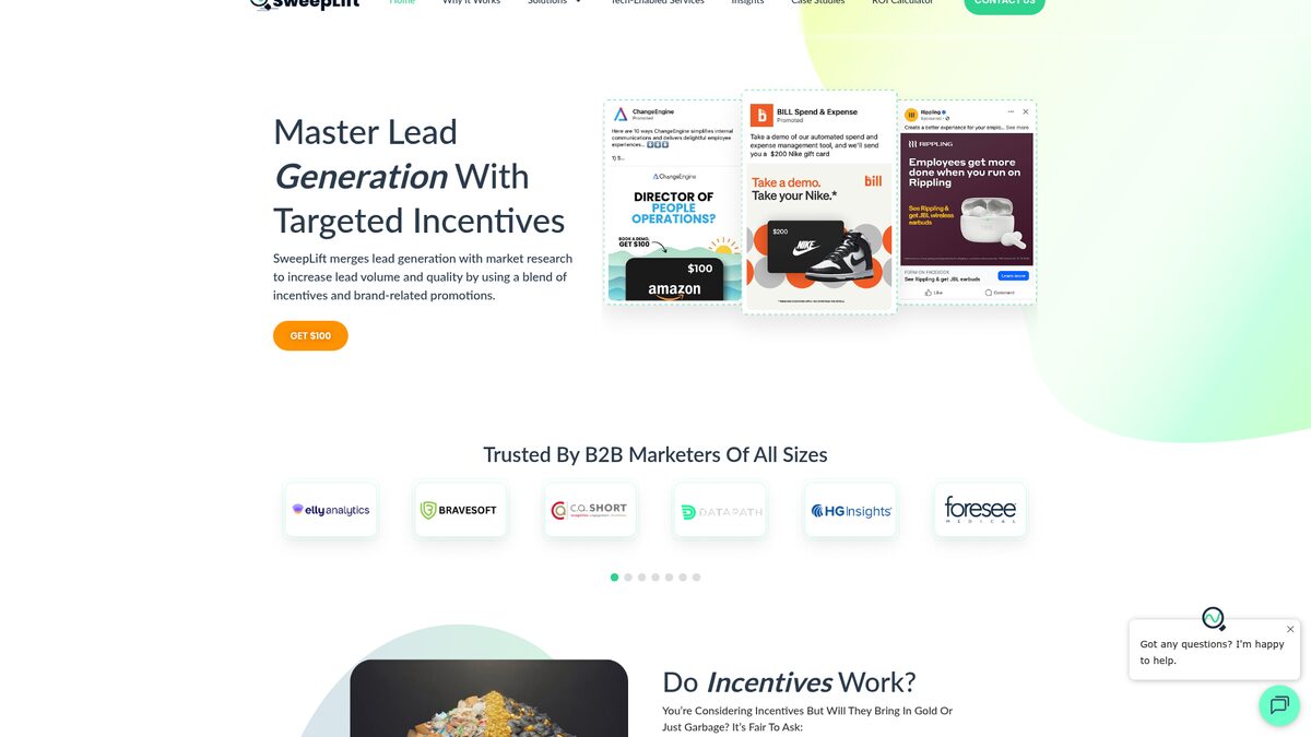 SweepLift website screenshot