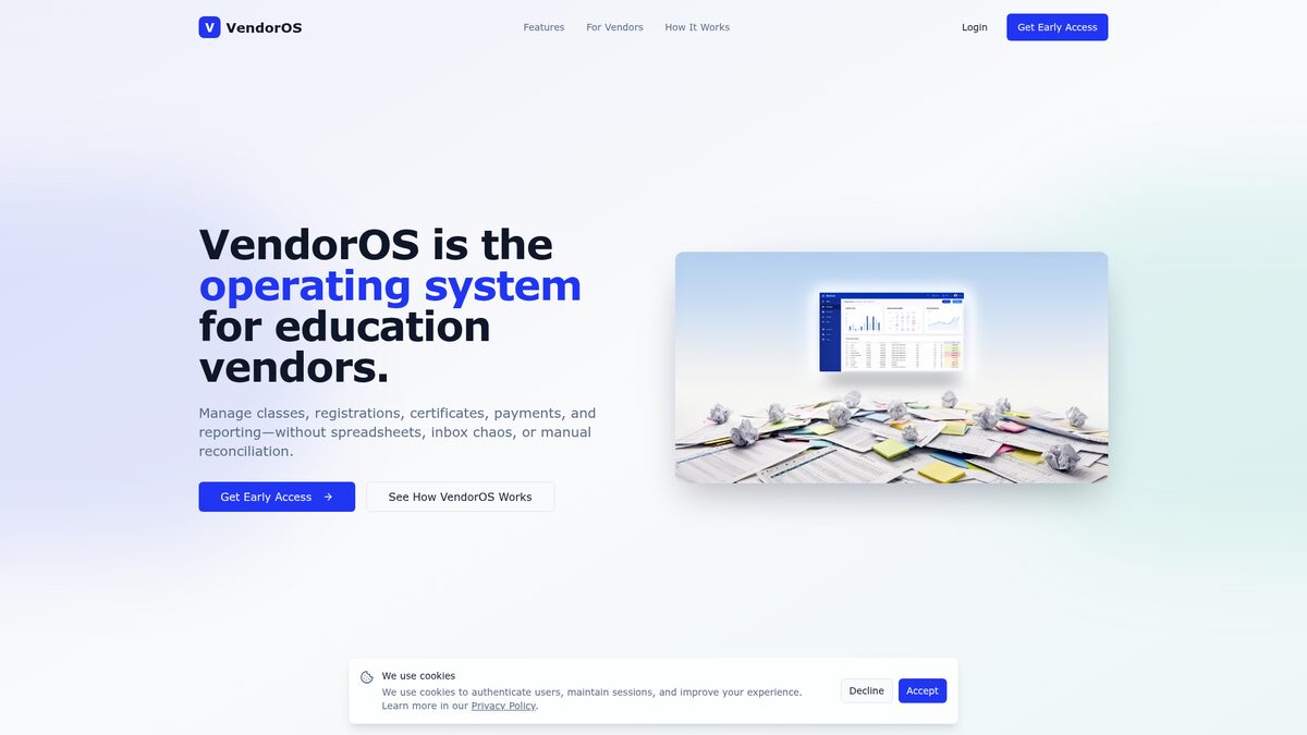 VendorOS website screenshot